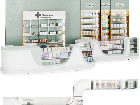 Store - drugstore showcase 03 3D Model