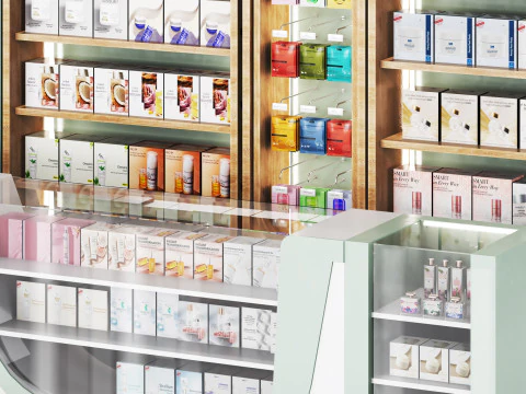 Store - drugstore showcase 03 3D Model