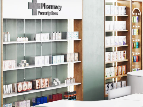 Store - drugstore showcase 03 3D Model