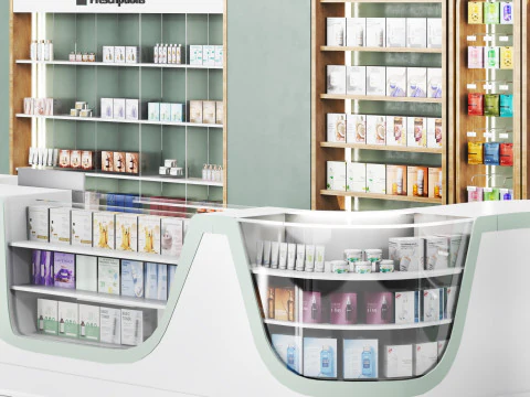 Store - drugstore showcase 03 3D Model