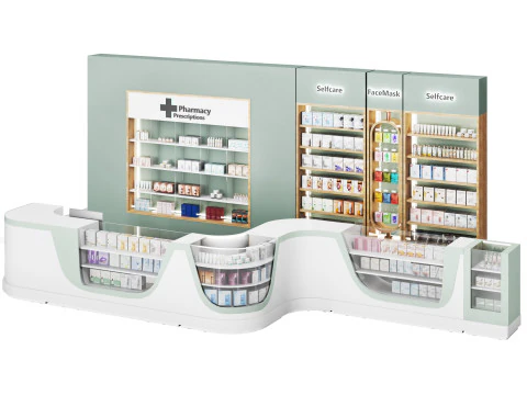 Store - drugstore showcase 03 3D Model