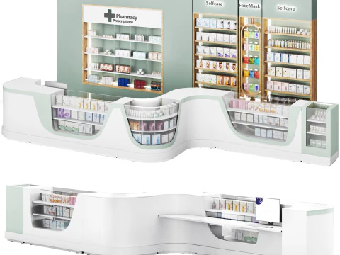Store - drugstore showcase 03 3D Model