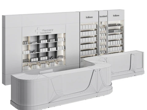 Store - drugstore showcase 03 3D Model