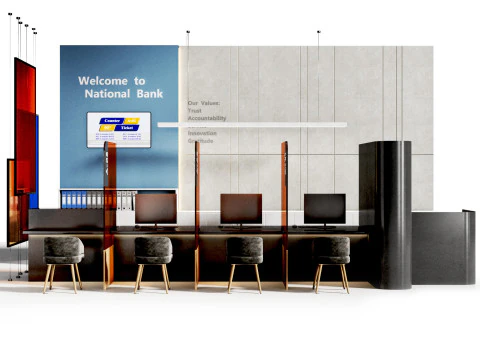 Bank Reception counter customer service 3D Model