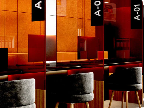 Bank Reception counter customer service 3D Model