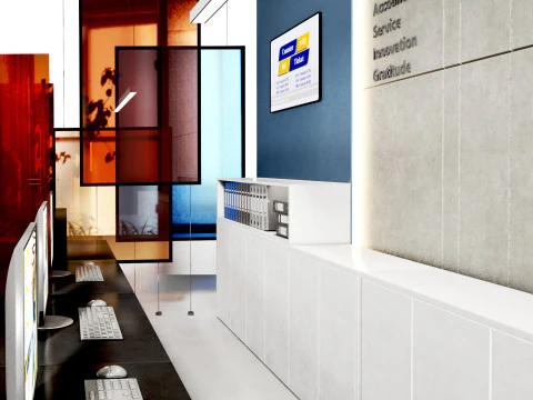 Bank Reception counter customer service 3D Model