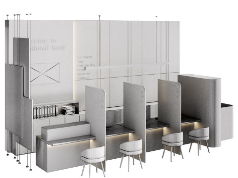 Bank Reception counter customer service Modèle 3D