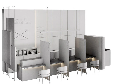 Bank Reception counter customer service 3D Model