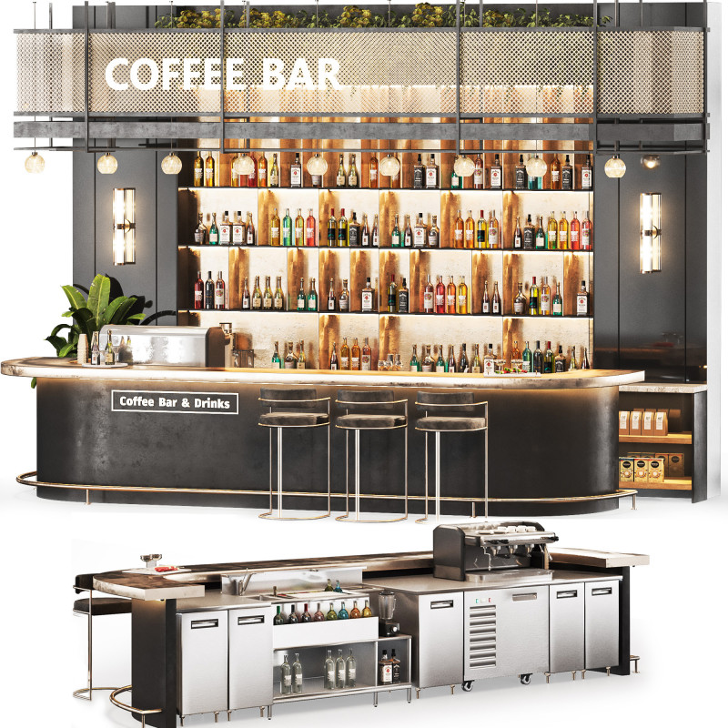 Cafe Bar 19 3D Модель .c4d .max .obj .3ds .fbx .stl .blend