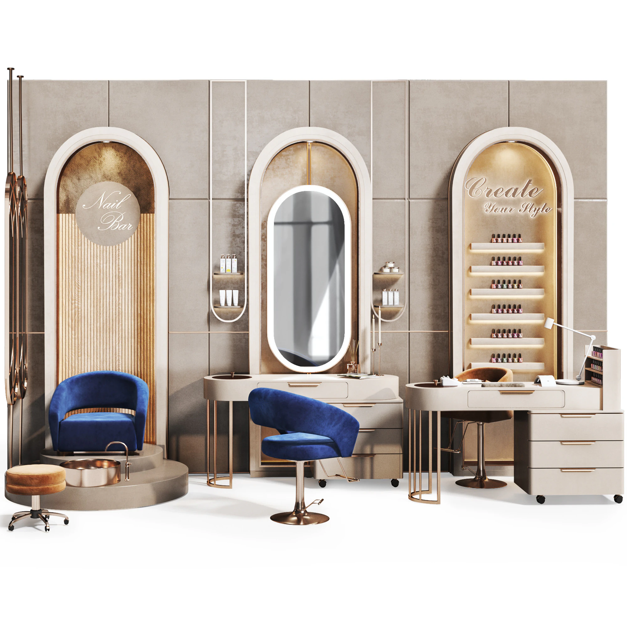 BeautySalon 18 manicure pedicure barbershop 3D Model .c4d .max .obj .3ds .fbx .stl .blend 