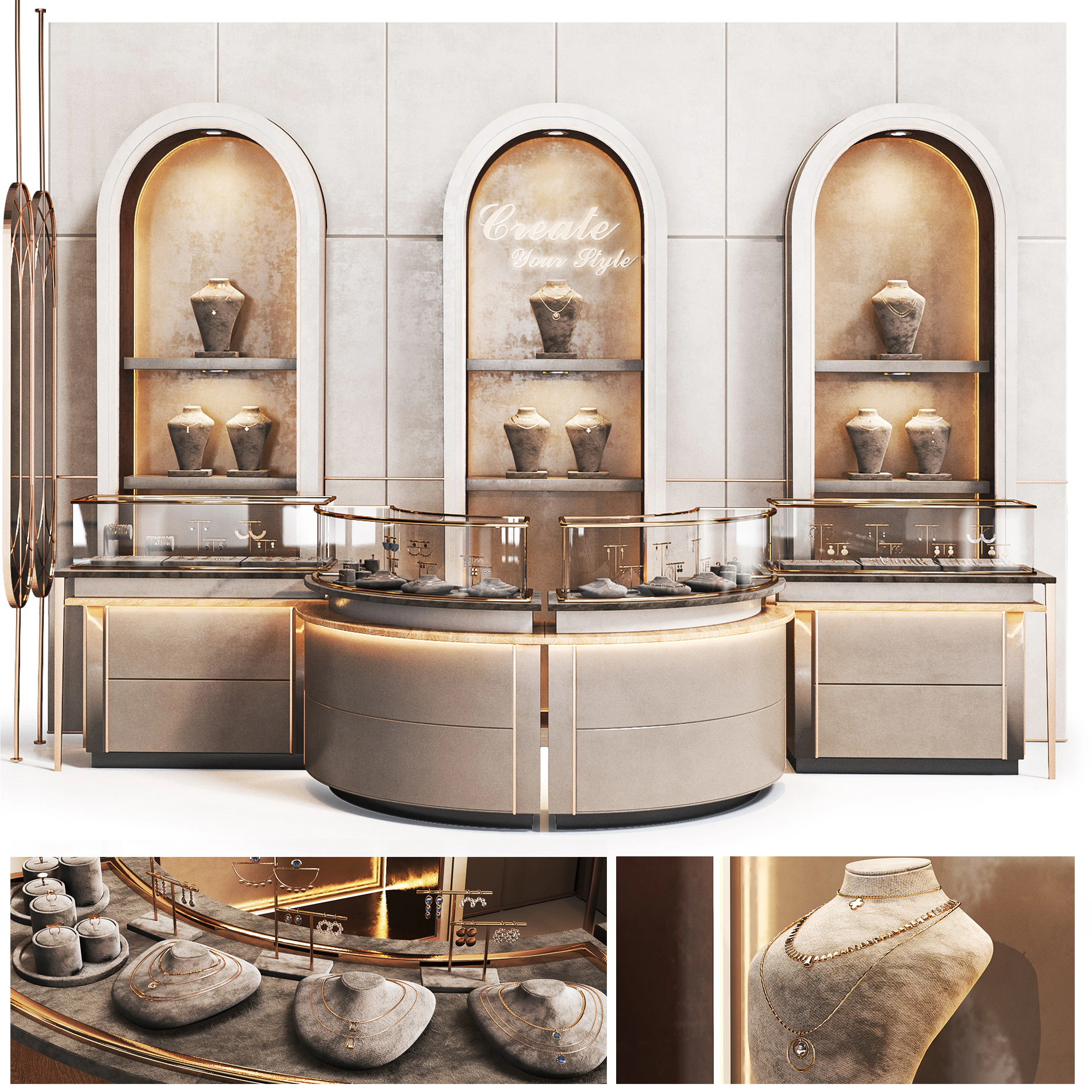 Jewelry store 03 showcase 3D Model .c4d .max .obj .3ds .fbx .stl .blend