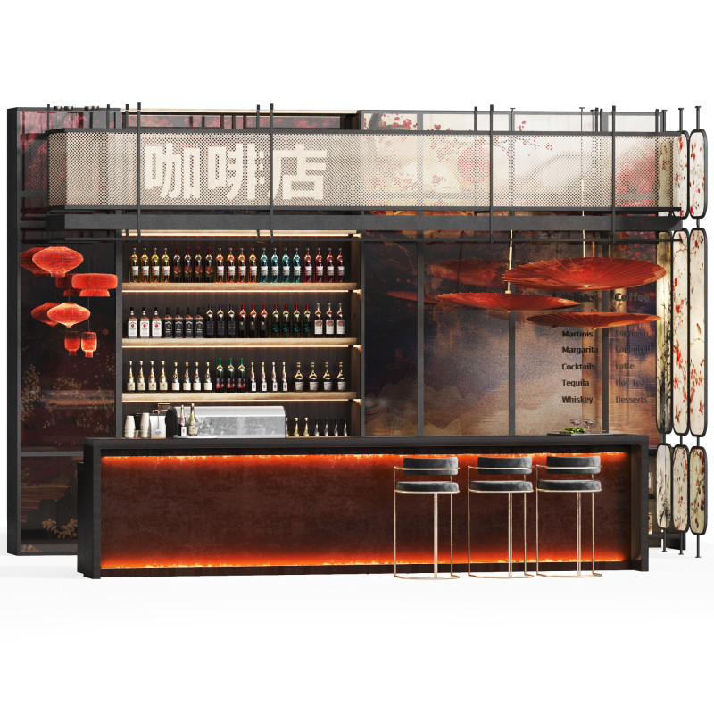 Chinese Cafe Restaurant 3D Model .c4d .max .obj .3ds .fbx .stl .blend 