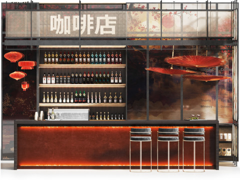 Chinese Cafe Restaurant 3D Model