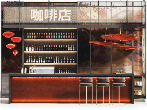 Chinese Cafe Restaurant 3D Model