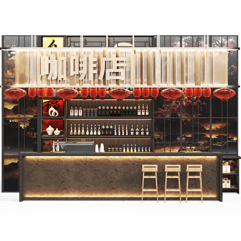 Desain Restoran Kafe Cina 02 Model 3D .c4d .max .obj .3ds .fbx .stl .blend