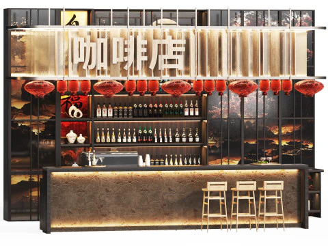 Chinese Cafe Restaurant design 02 3D Model