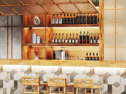 Zona ristorazione della caffetteria 25 Modello 3D