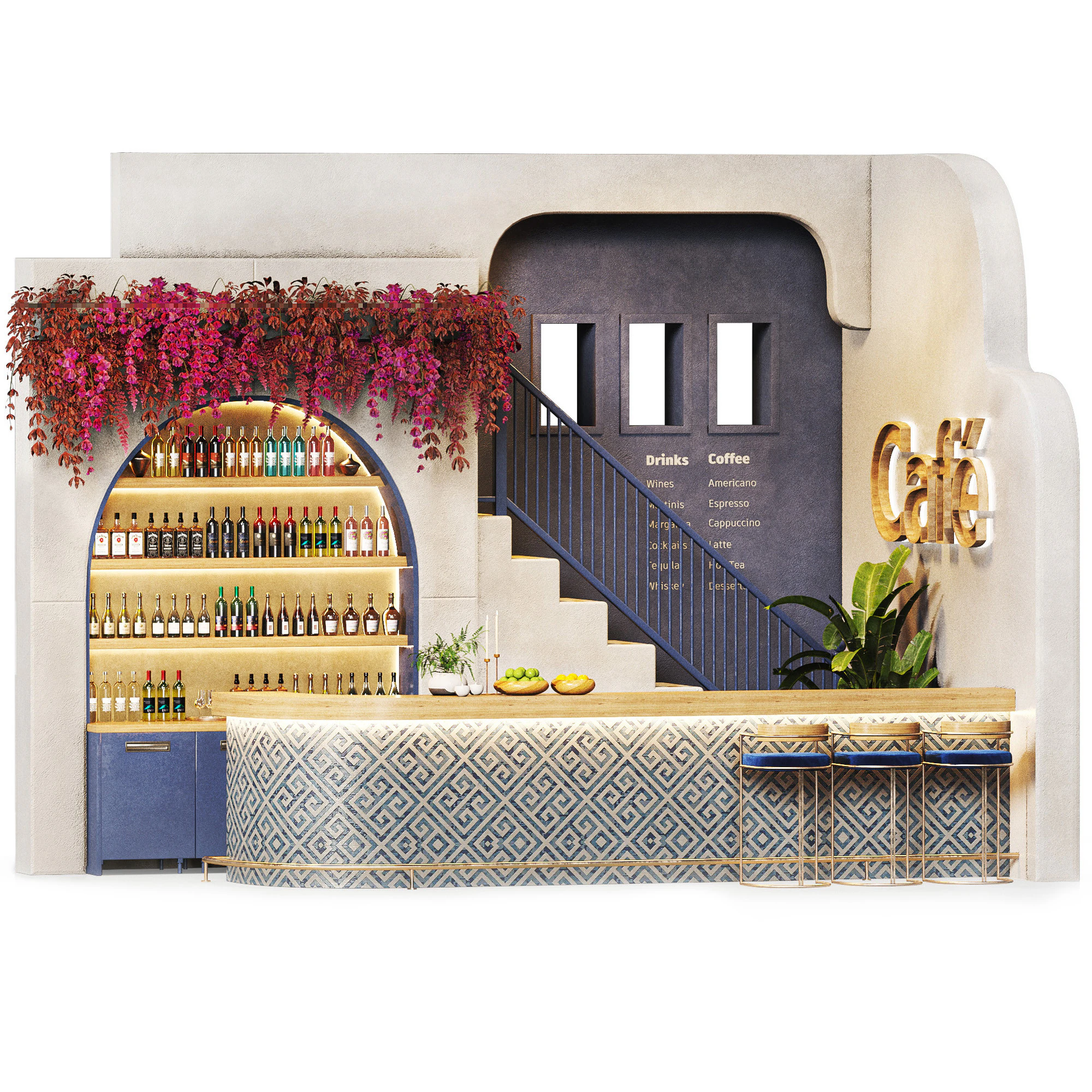 Greek Cafe Bar 02 3D Model .c4d .max .obj .3ds .fbx .stl .blend