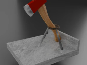 एक स्टैंड पर कुल्हाड़ी 3D मॉडल