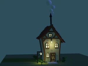 low poly cottage - house 3D Model