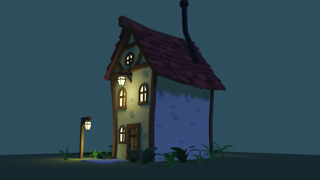 low poly cottage - house 3D Model .c4d .max .obj .3ds .fbx .stl .blend 