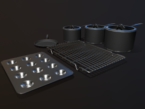 kitchen assets - pots pans etc 3D Model