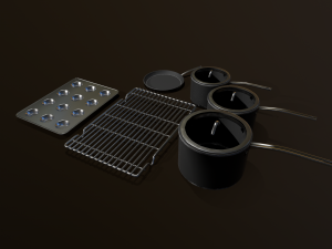 kitchen assets - pots pans etc Modelo 3D