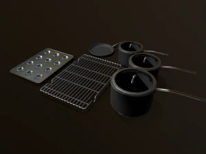 kitchen assets - pots pans etc 3D Model
