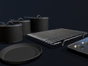 kitchen assets - pots pans etc Modelo 3D