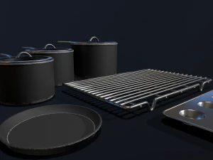 kitchen assets - pots pans etc 3D Model
