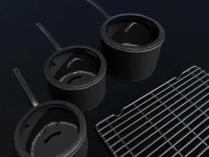 kitchen assets - pots pans etc 3D Model