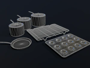kitchen assets - pots pans etc 3D Model