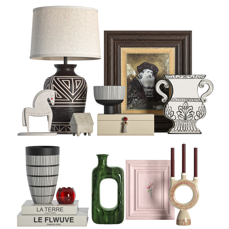 Vintage Decorative set01 3D Model .c4d .max .obj .3ds .fbx .stl .blend 