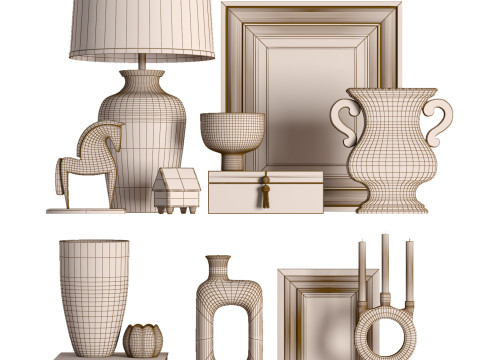 Vintage Decorative set01 3D Model