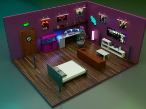 isometric gaming room 3Dモデル