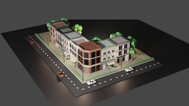 low poly city assets 3D Model .c4d .max .obj .3ds .fbx .stl .blend 