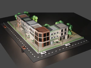 कम पॉली शहर की संपत्ति 3D मॉडल