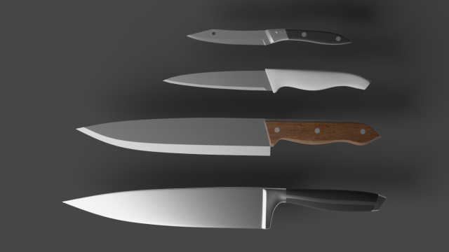 kitchen knifes Model 3D .c4d .max .obj .3ds .fbx .stl .blend 