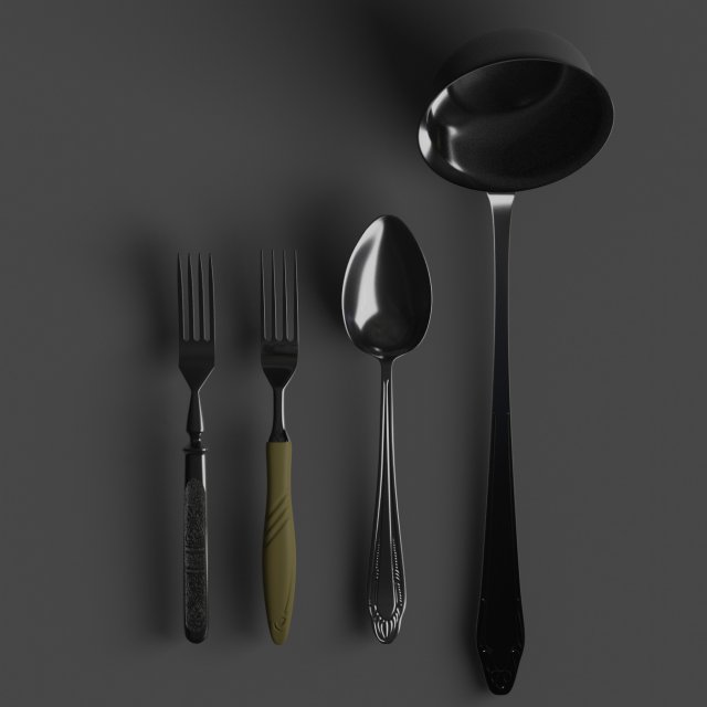 cutlery Model 3D .c4d .max .obj .3ds .fbx .stl .blend 