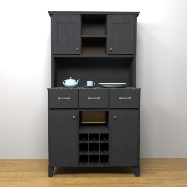wooden wardrobe stainless china cabinet with wine storage 3D 模型 .c4d .max .obj .3ds .fbx .stl .blend 