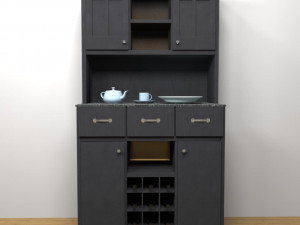 wooden wardrobe stainless china cabinet with wine storage 3D Модель