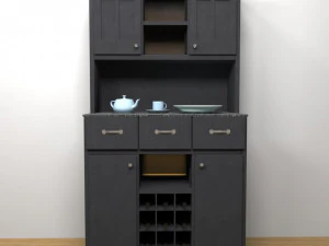 armadio in legno, credenza in porcellana inox con contenitore per il vino Modello 3D