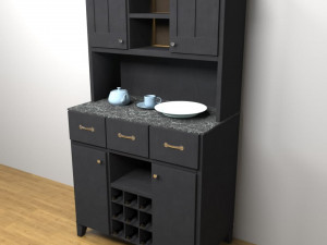 wooden wardrobe stainless china cabinet with wine storage 3D 模型