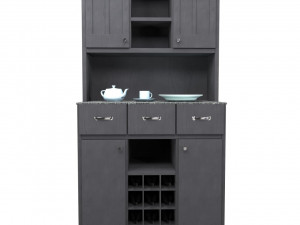 wooden wardrobe stainless china cabinet with wine storage 3D 模型
