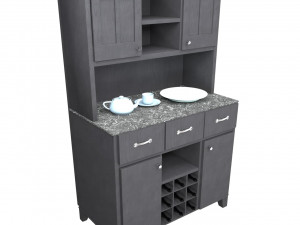 wooden wardrobe stainless china cabinet with wine storage 3D 模型