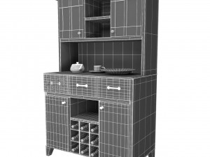 wooden wardrobe stainless china cabinet with wine storage 3D 模型