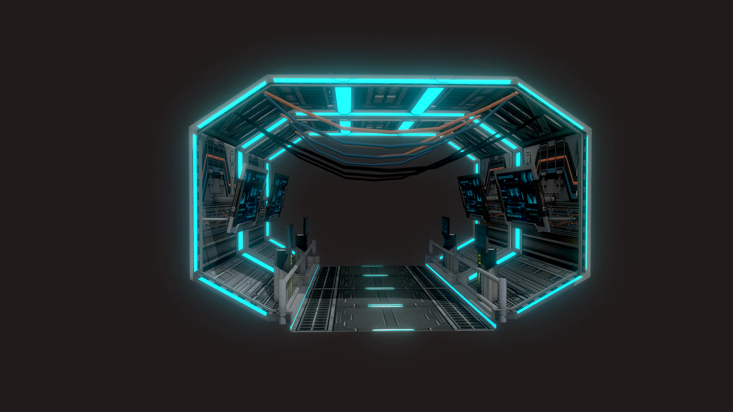 futuristic space tunnel 3D Model .c4d .max .obj .3ds .fbx .stl .blend 