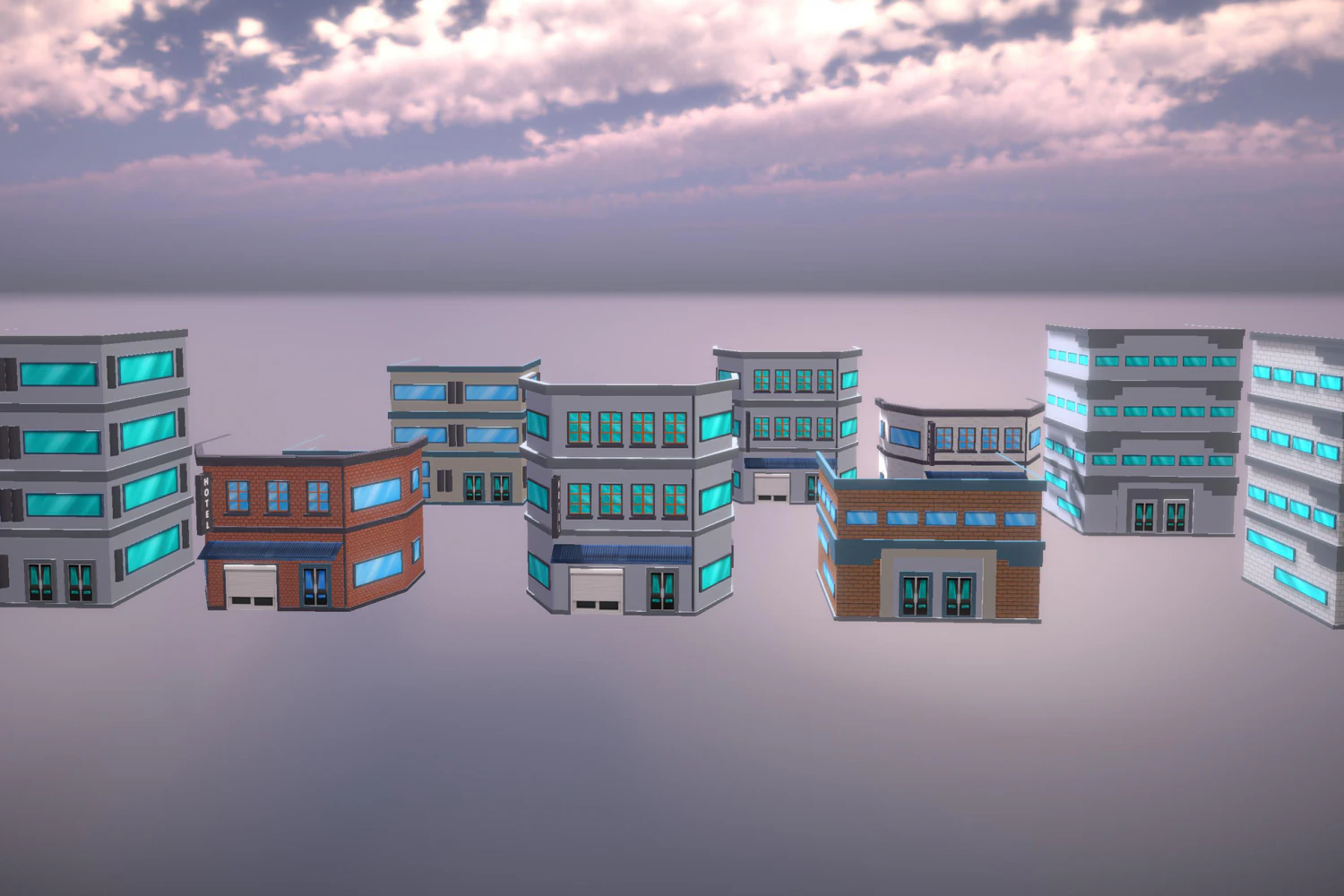 red bricks buildings pack 3D Model .c4d .max .obj .3ds .fbx .stl .blend 