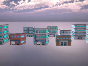 red bricks buildings pack 3D Model
