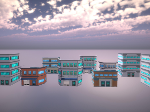 red bricks buildings pack Modèle 3D